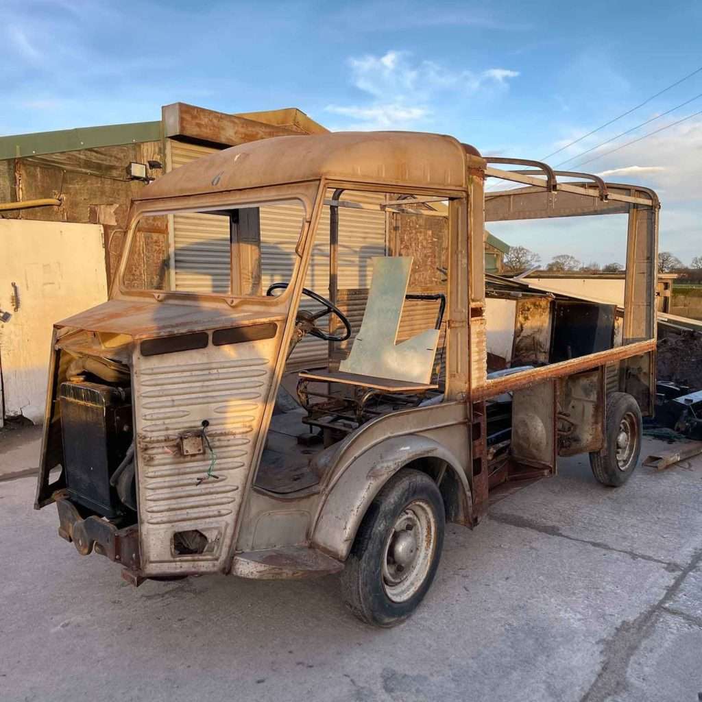 The Citroën H-Type Van is now stripped down and poised for the blasting phase. Get ready to witness the transformation unfold as we breathe new life into this classic beauty.